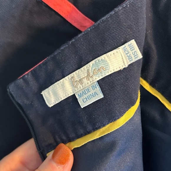 Boden Contrast Piping Skirt Womens Size 8 Navy Blue Mini Cotton Colorful - Picture 4 of 6